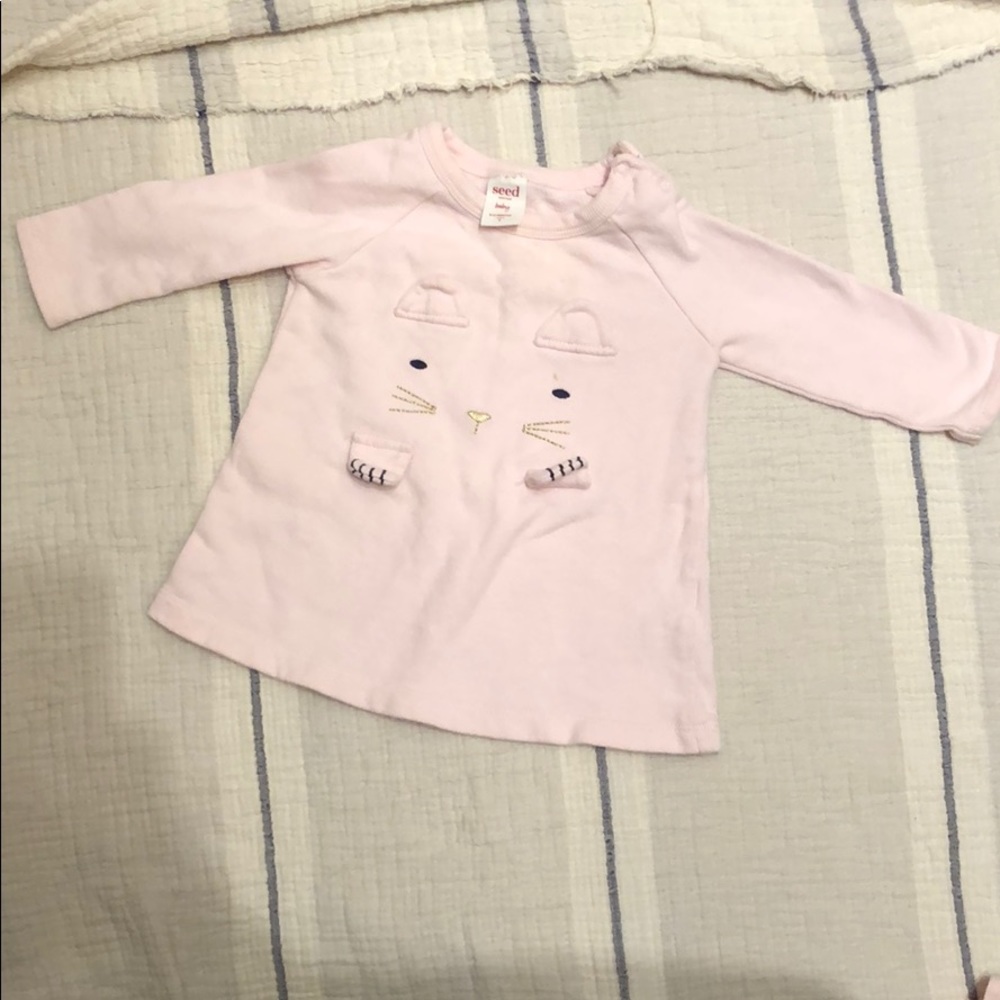 Pink cotton casual cat dress.